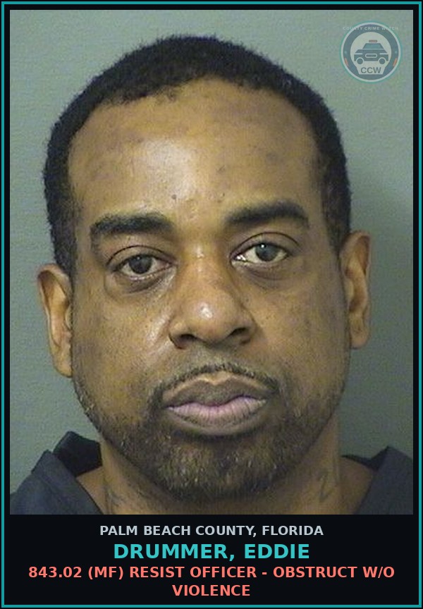 Booking mugshot of DRUMMER, EDDIE in Palm Beach County