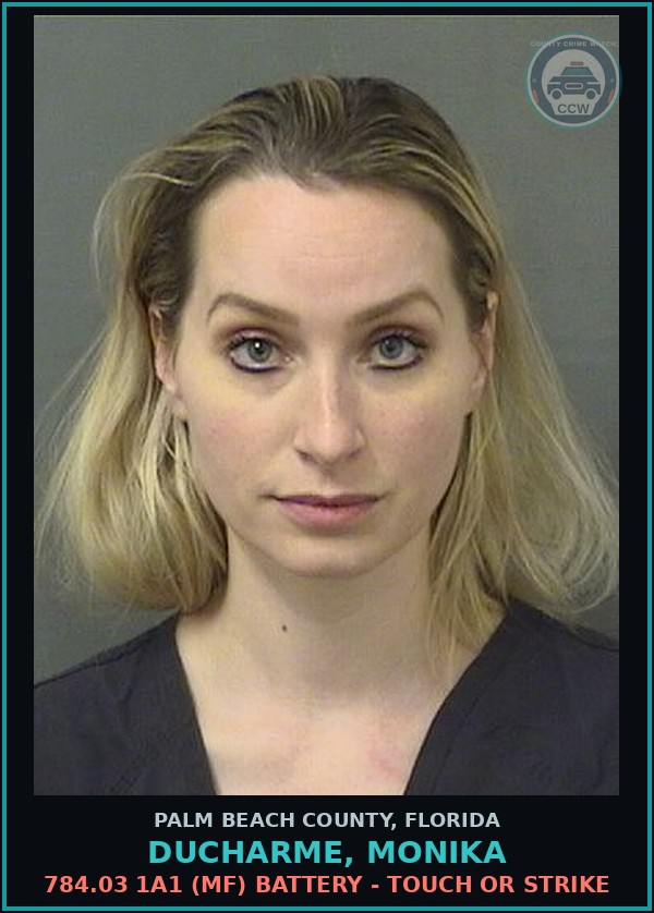 Booking mugshot of DUCHARME, MONIKA in Palm Beach County