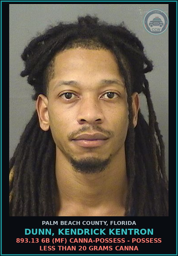 Booking mugshot of DUNN, KENDRICK KENTRON in Palm Beach County