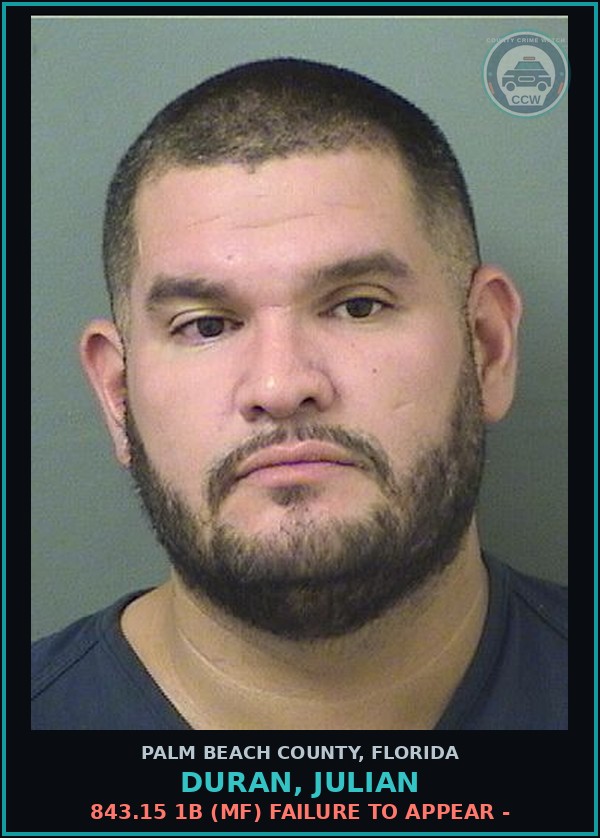 Booking mugshot of DURAN, JULIAN in Palm Beach County