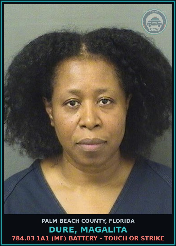 Booking mugshot of DURE, MAGALITA in Palm Beach County