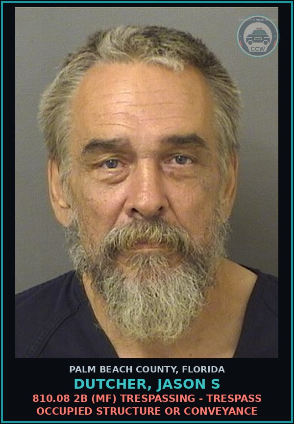 Booking mugshot of DUTCHER, JASON S in Palm Beach County