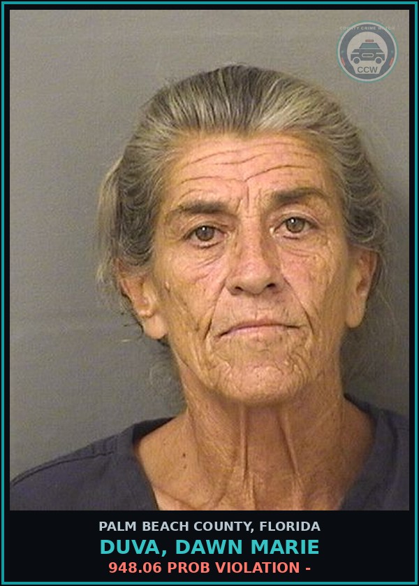 Booking mugshot of DUVA, DAWN MARIE in Palm Beach County