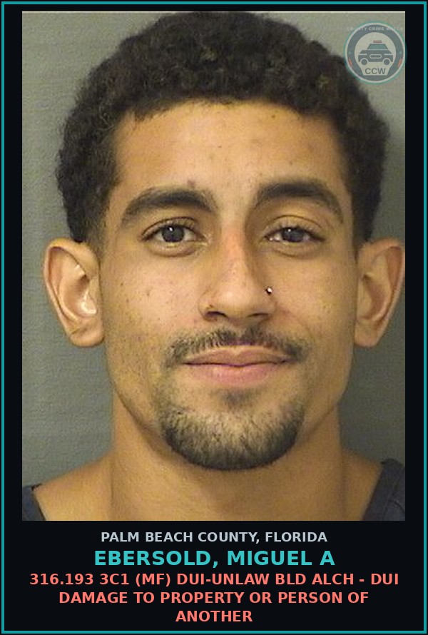 Booking mugshot of EBERSOLD, MIGUEL A in Palm Beach County