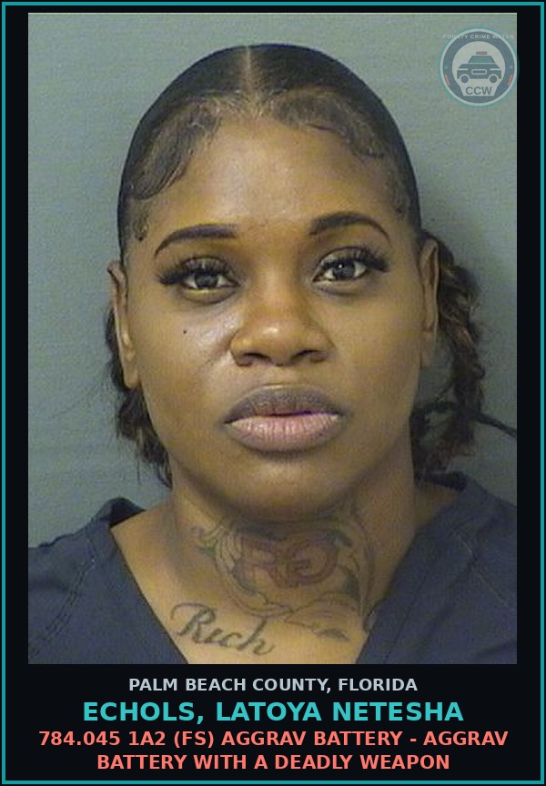 Booking mugshot of ECHOLS, LATOYA NETESHA in Palm Beach County