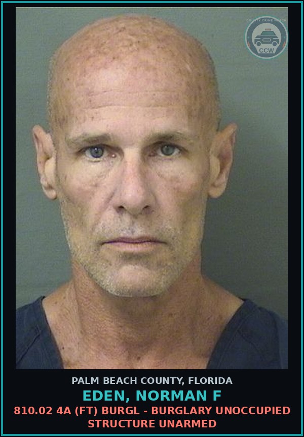 Booking mugshot of EDEN, NORMAN F in Palm Beach County