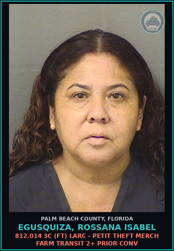 Booking mugshot of EGUSQUIZA, ROSSANA ISABEL in Palm Beach County