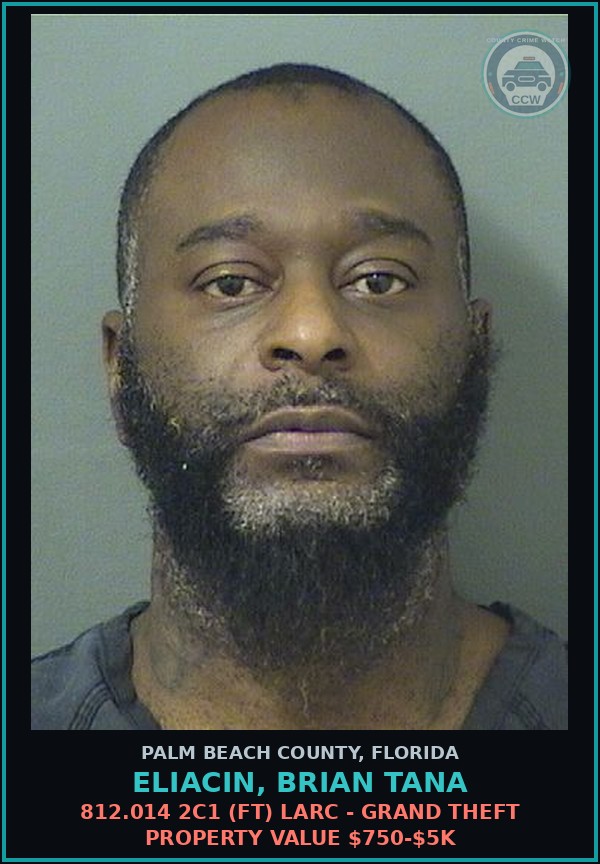 Booking mugshot of ELIACIN, BRIAN TANA in Palm Beach County