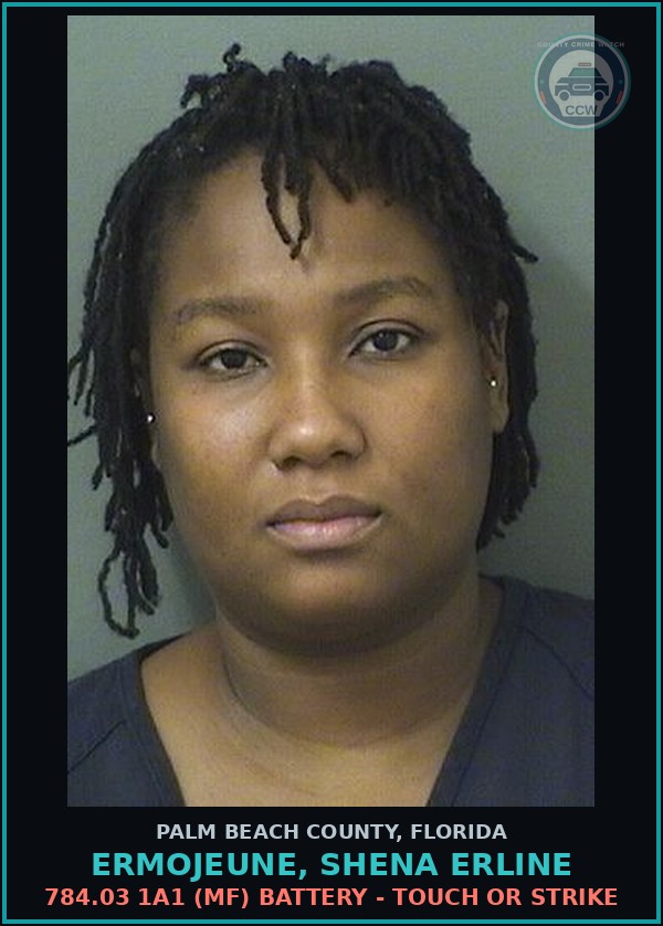 Booking mugshot of ERMOJEUNE, SHENA ERLINE in Palm Beach County
