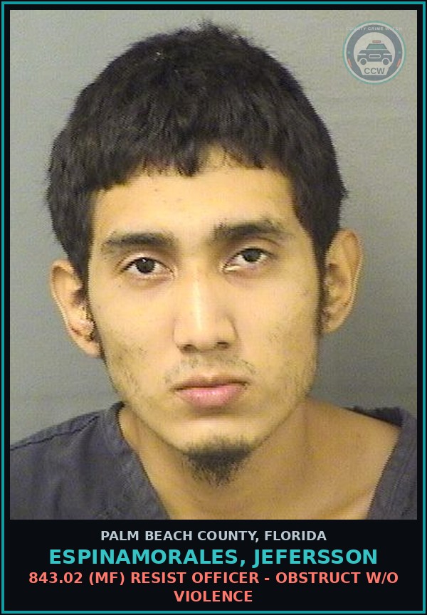 Booking mugshot of ESPINAMORALES, JEFERSSON in Palm Beach County