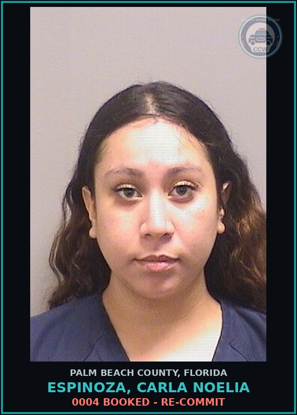 Booking mugshot of ESPINOZA, CARLA NOELIA in Palm Beach County