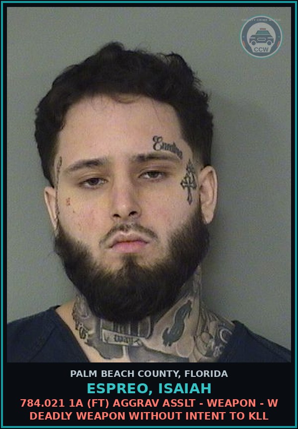Booking mugshot of ESPREO, ISAIAH in Palm Beach County