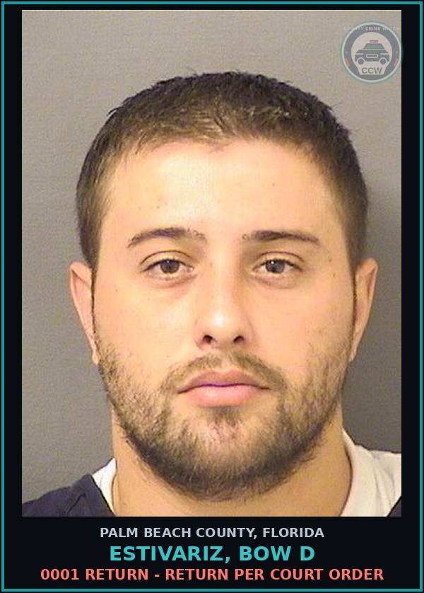 Booking mugshot of ESTIVARIZ, BOW D in Palm Beach County