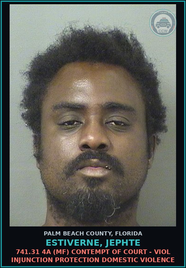 Booking mugshot of ESTIVERNE, JEPHTE in Palm Beach County