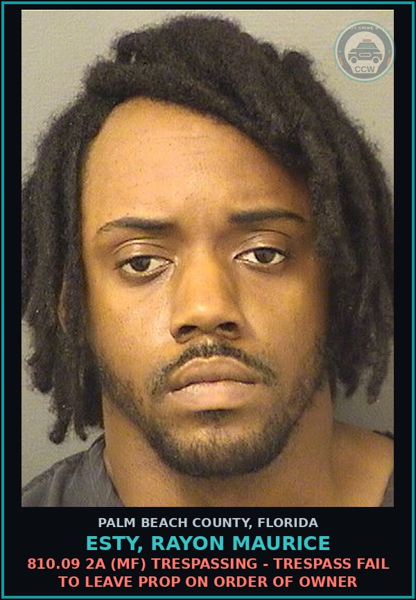Booking mugshot of ESTY, RAYON MAURICE in Palm Beach County