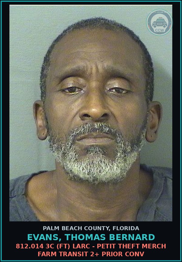 Booking mugshot of EVANS, THOMAS BERNARD in Palm Beach County