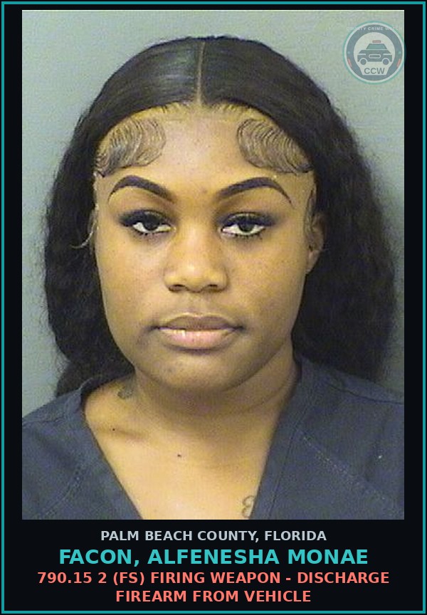 Booking mugshot of FACON, ALFENESHA MONAE in Palm Beach County