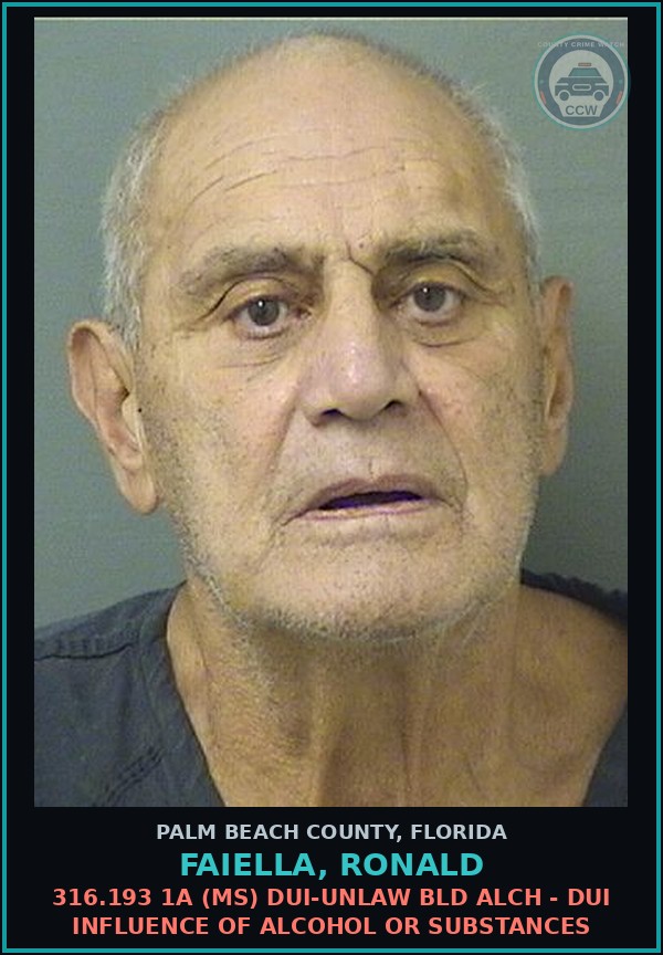 Booking mugshot of FAIELLA, RONALD in Palm Beach County