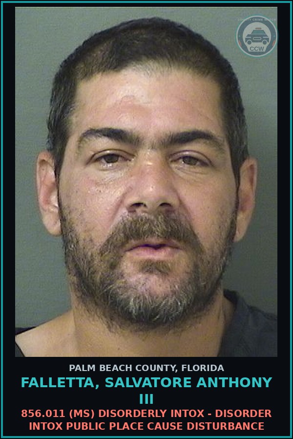 Booking mugshot of FALLETTA, SALVATORE ANTHONY III in Palm Beach County