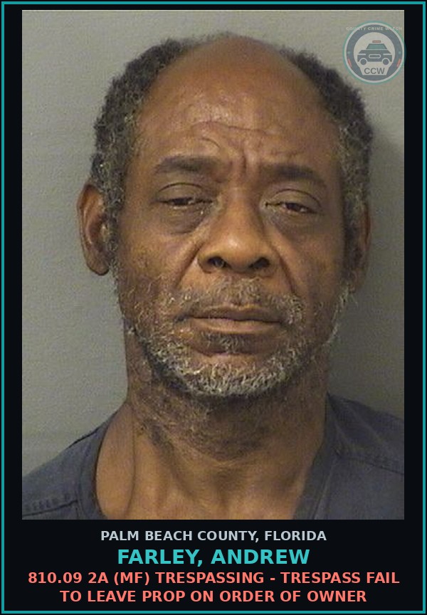 Booking mugshot of FARLEY, ANDREW in Palm Beach County