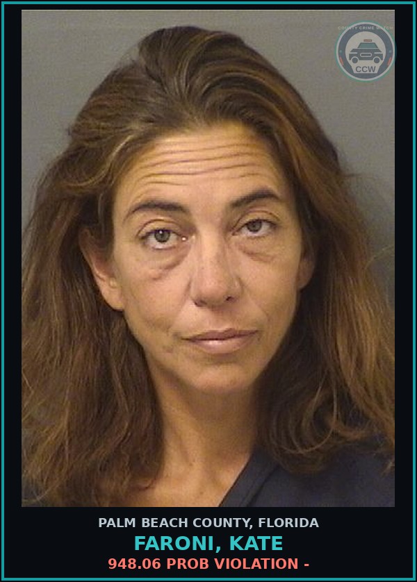 Booking mugshot of FARONI, KATE in Palm Beach County