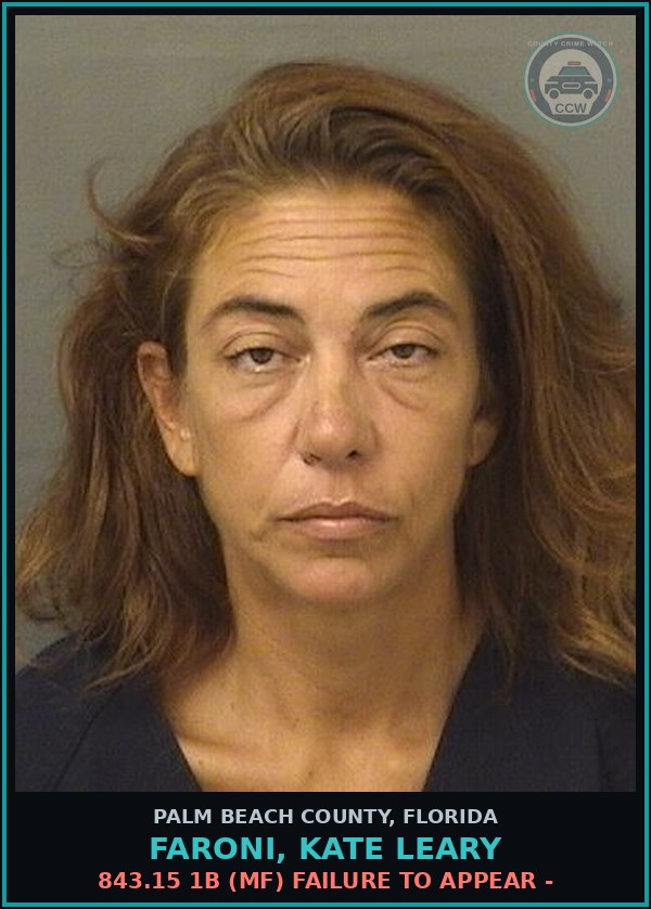 Booking mugshot of FARONI, KATE LEARY in Palm Beach County
