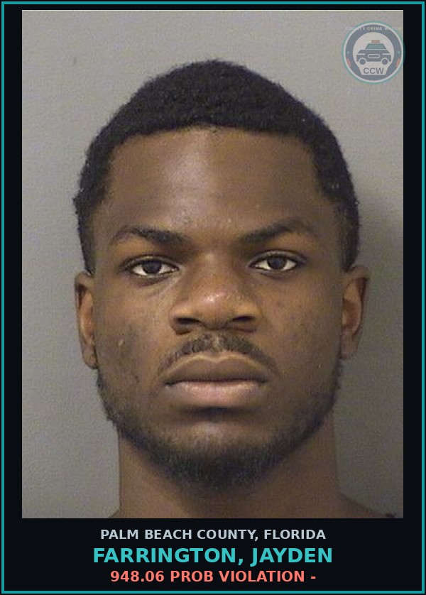 Booking mugshot of FARRINGTON, JAYDEN in Palm Beach County