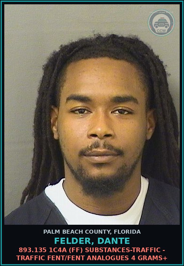 Booking mugshot of FELDER, DANTE in Palm Beach County