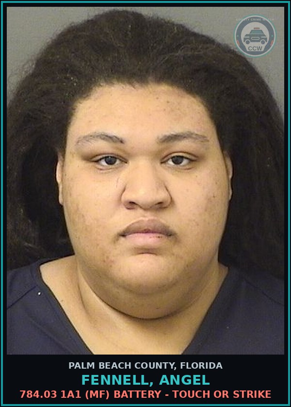 Booking mugshot of FENNELL, ANGEL in Palm Beach County