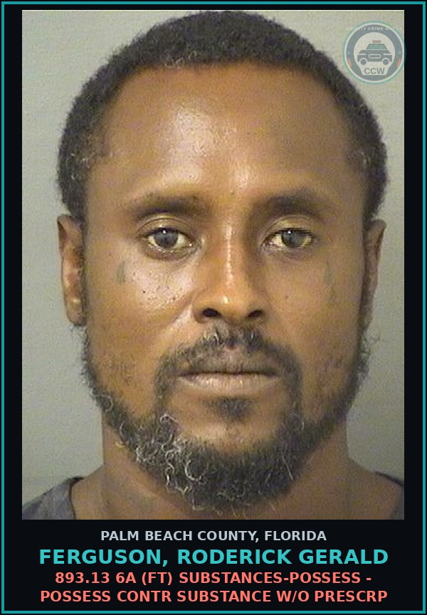 Booking mugshot of FERGUSON, RODERICK GERALD in Palm Beach County