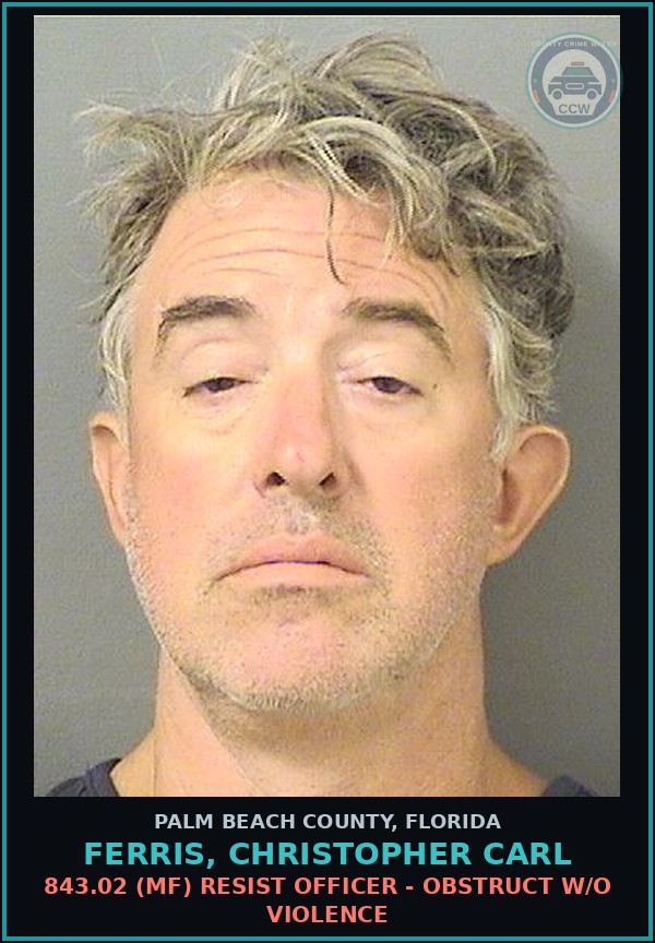 Booking mugshot of FERRIS, CHRISTOPHER CARL in Palm Beach County