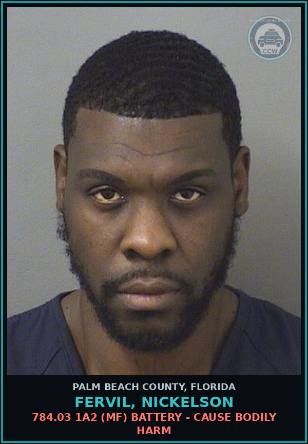 Booking mugshot of FERVIL, NICKELSON in Palm Beach County