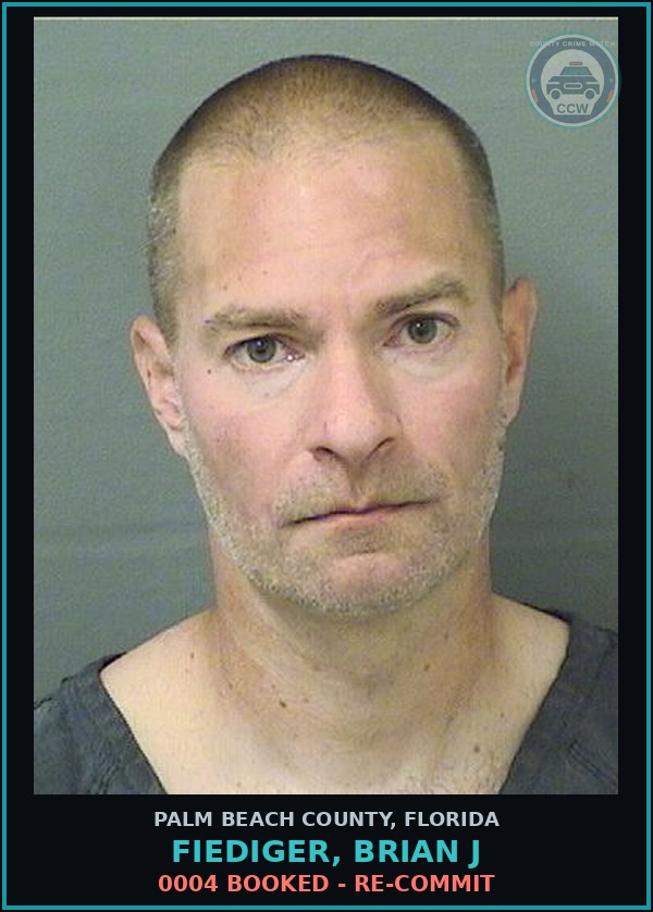 Booking mugshot of FIEDIGER, BRIAN J in Palm Beach County