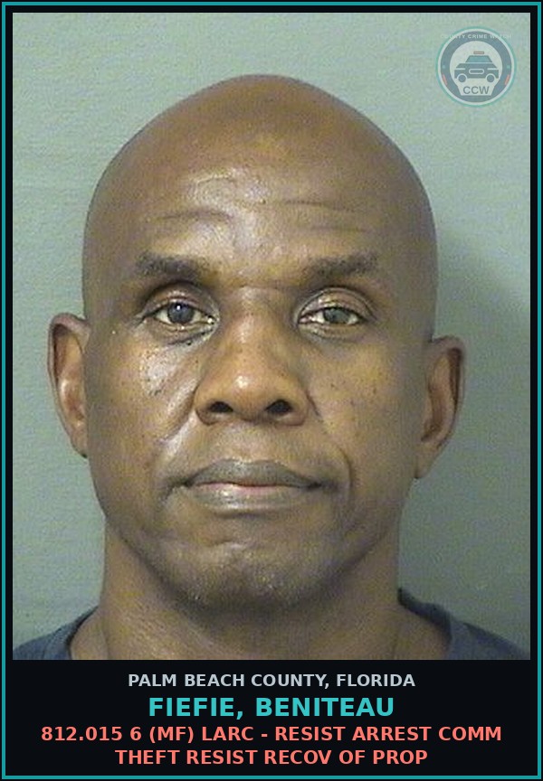 Booking mugshot of FIEFIE, BENITEAU in Palm Beach County
