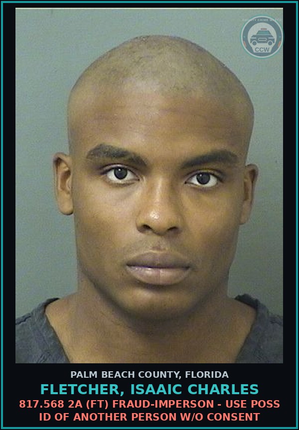 Booking mugshot of FLETCHER, ISAAIC CHARLES in Palm Beach County