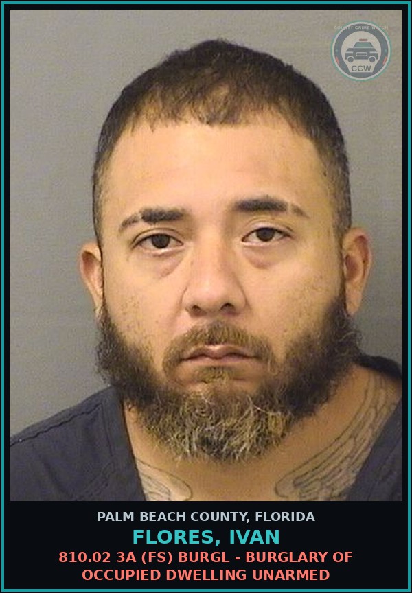 Booking mugshot of FLORES, IVAN in Palm Beach County