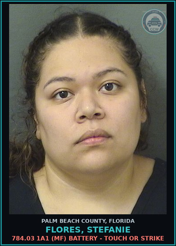 Booking mugshot of FLORES, STEFANIE in Palm Beach County