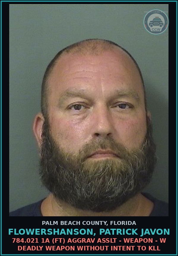 Booking mugshot of FLOWERSHANSON, PATRICK JAVON in Palm Beach County