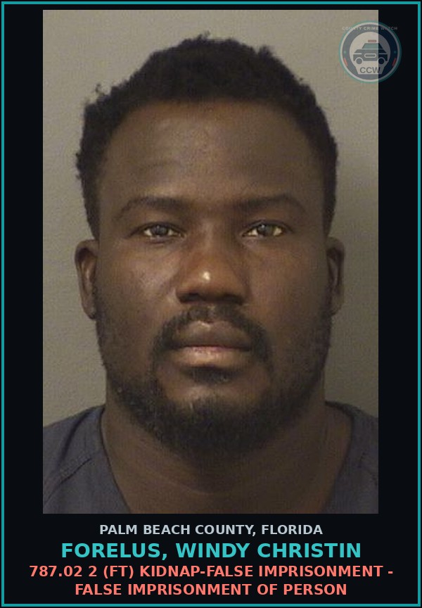 Booking mugshot of FORELUS, WINDY CHRISTIN in Palm Beach County