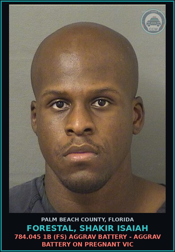Booking mugshot of FORESTAL, SHAKIR ISAIAH in Palm Beach County