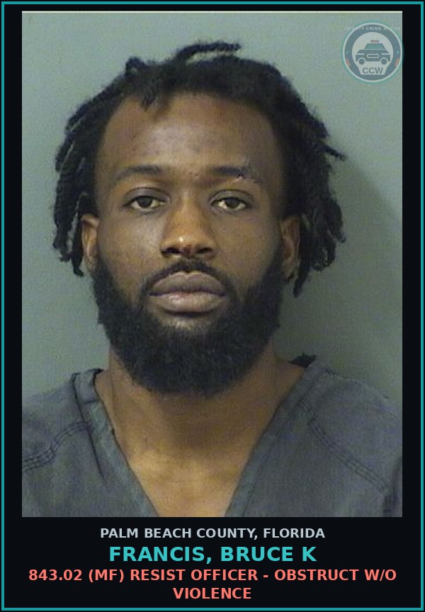 Booking mugshot of FRANCIS, BRUCE K in Palm Beach County