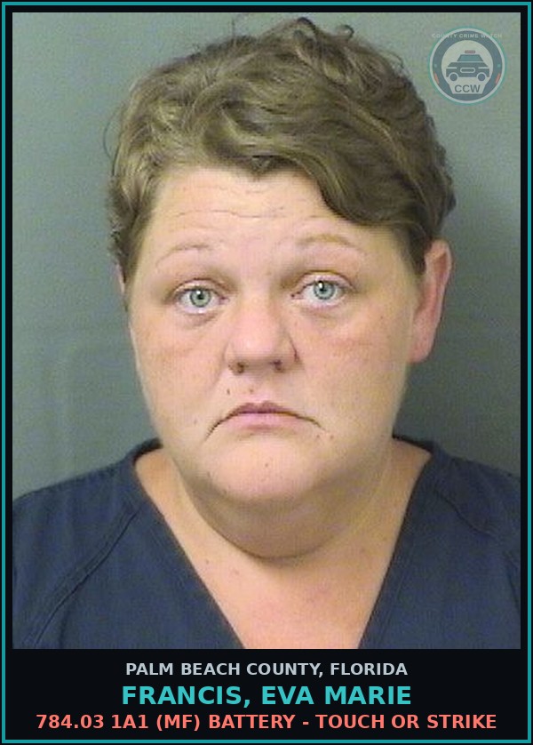Booking mugshot of FRANCIS, EVA MARIE in Palm Beach County