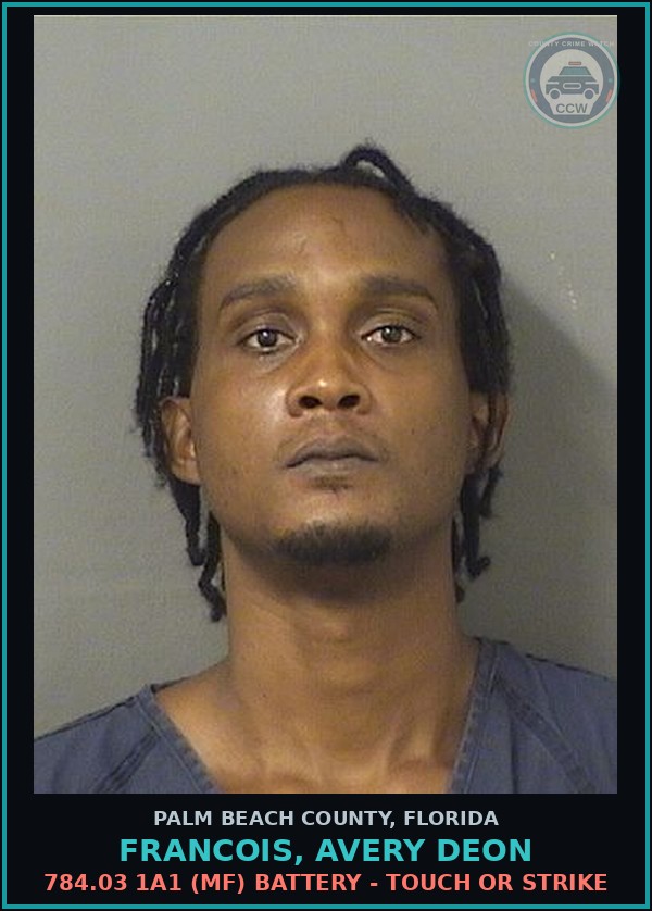 Booking mugshot of FRANCOIS, AVERY DEON in Palm Beach County
