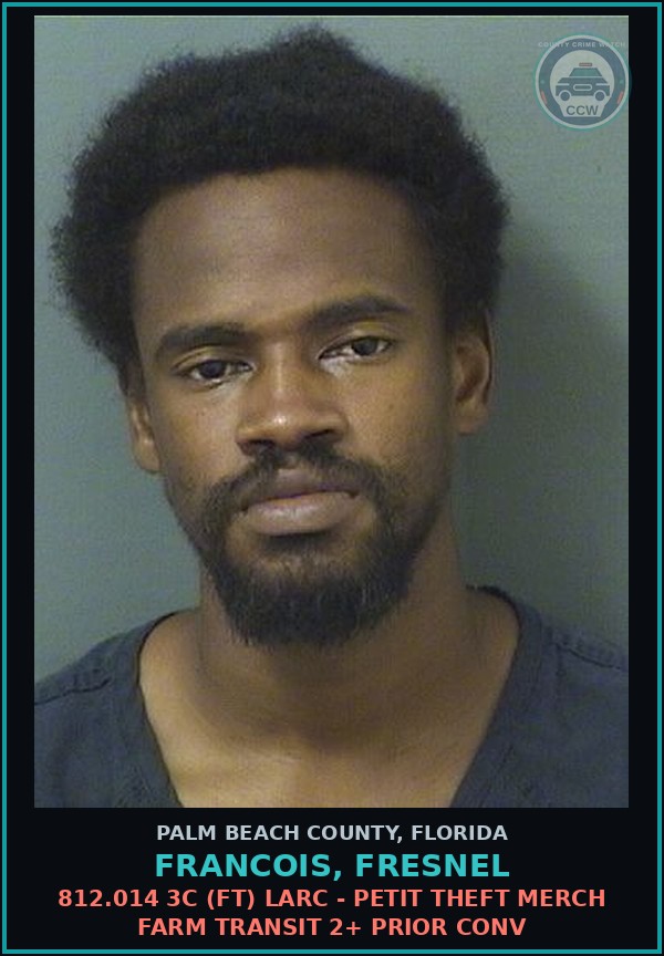 Booking mugshot of FRANCOIS, FRESNEL in Palm Beach County
