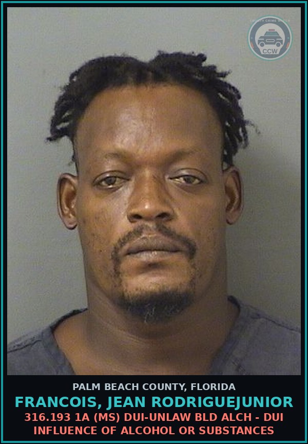 Booking mugshot of FRANCOIS, JEAN RODRIGUEJUNIOR in Palm Beach County