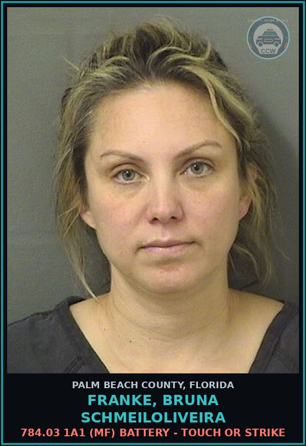 Booking mugshot of FRANKE, BRUNA SCHMEILOLIVEIRA in Palm Beach County