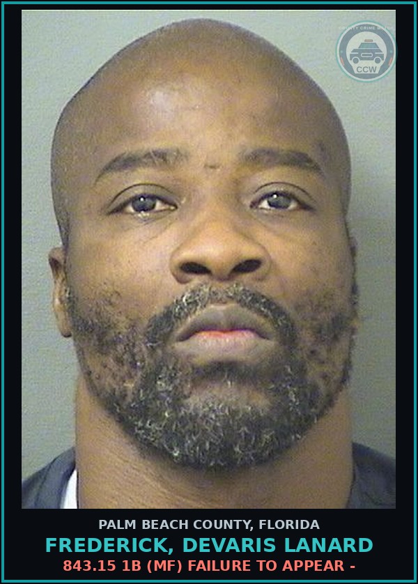 Booking mugshot of FREDERICK, DEVARIS LANARD in Palm Beach County