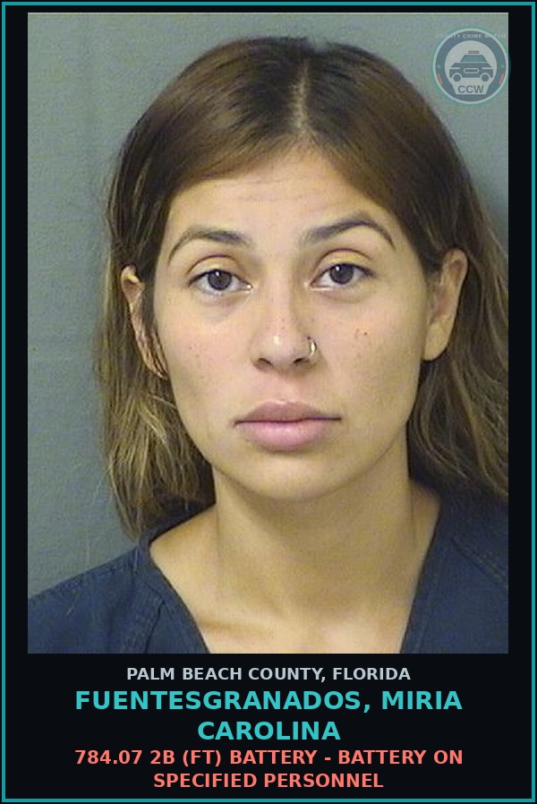 Booking mugshot of FUENTESGRANADOS, MIRIA CAROLINA in Palm Beach County