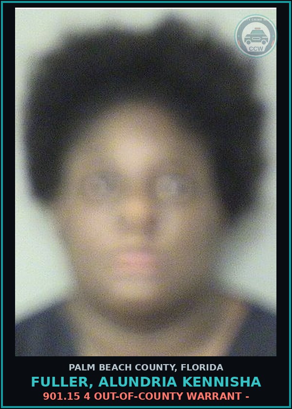 Booking mugshot of FULLER, ALUNDRIA KENNISHA in Palm Beach County