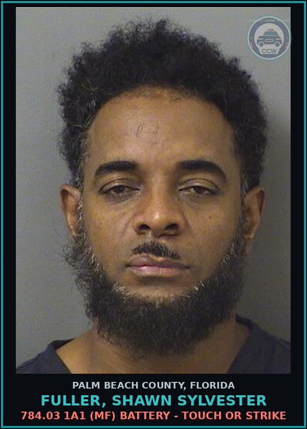 Booking mugshot of FULLER, SHAWN SYLVESTER in Palm Beach County